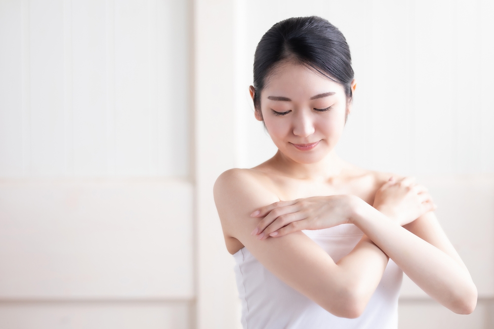 A woman after a milky bath spa treatment