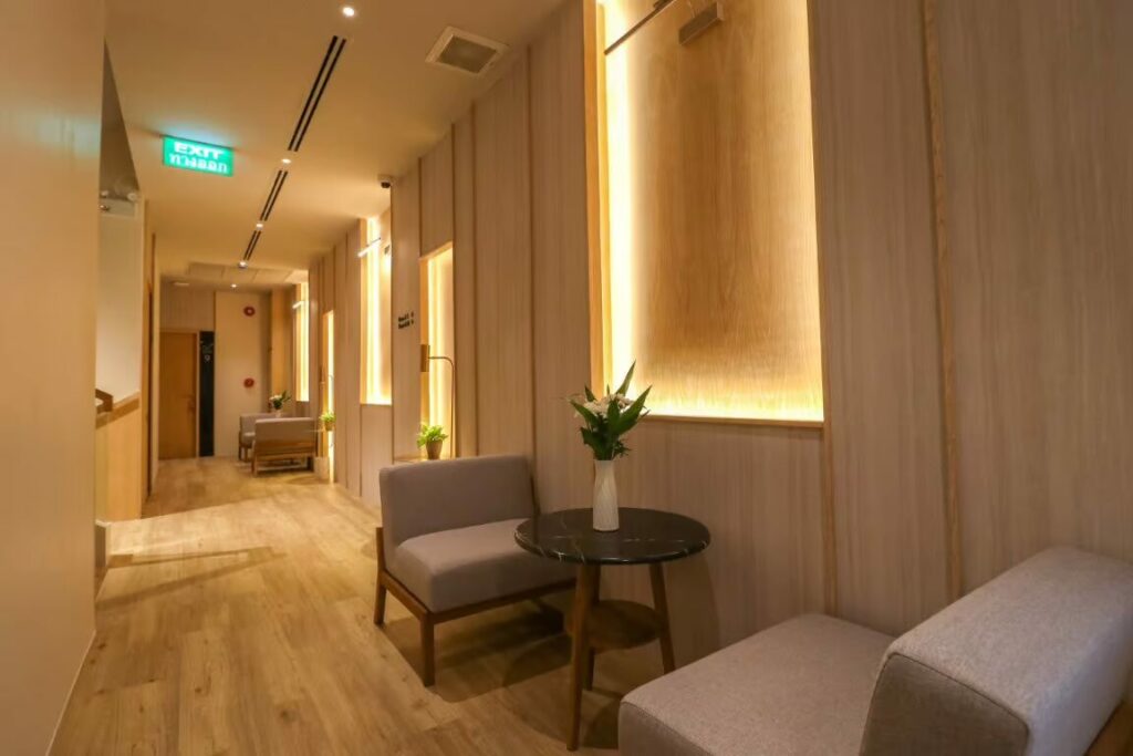 makkha-spa hotel-hallway waiting-area modern-interior-design